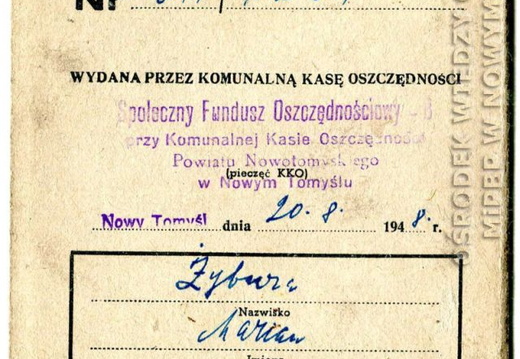 Książeczka Oszczędnościowo-Inwestycyjna - 1948r.